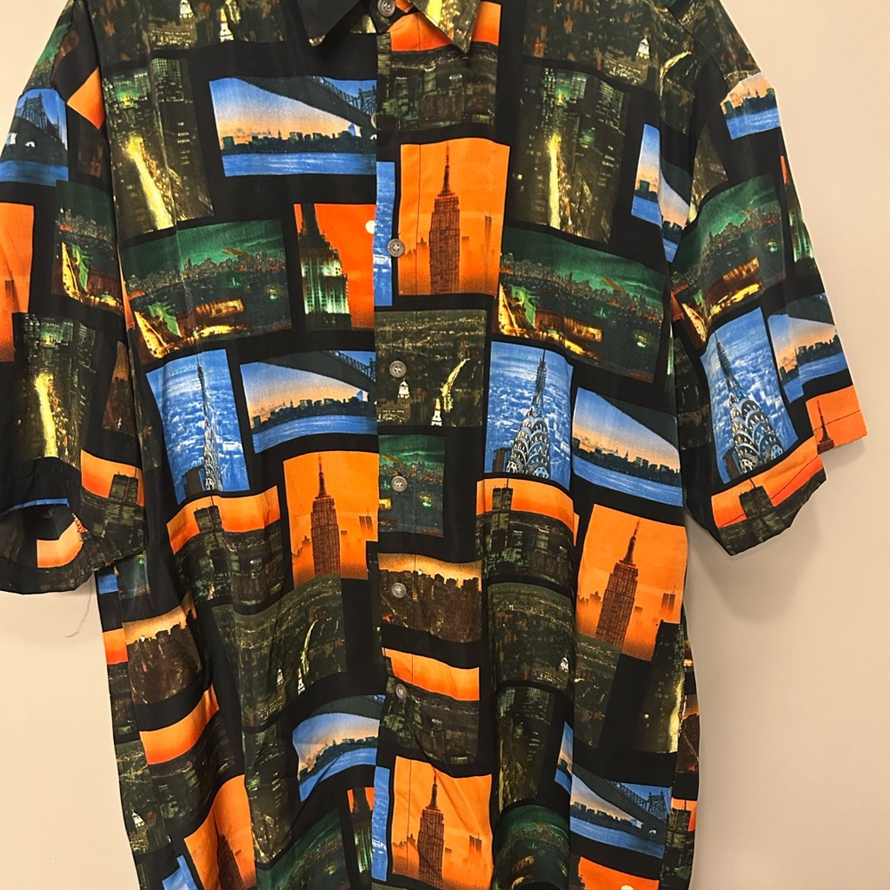Multicolor Cityscape Print Men's Shirt